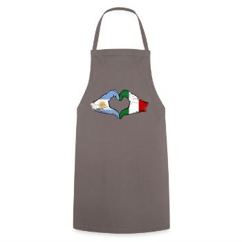Argentina Italy Flag Hands Heart Shape Used - Cooking Apron - grey - Front - AI Model Male 185 dark (185cm)