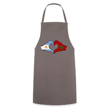 Argentine Maroc Drapeau Mains Coeur Forme - Tablier de cuisine - gris - Devant - AI Model Male 185 dark (185cm)