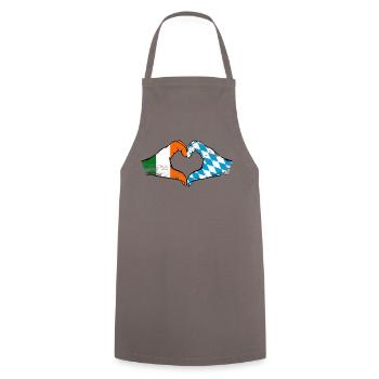 Ireland Bavaria Flag Hands Heart Shape Used - Cooking Apron - grey - Front - AI Model Male 185 dark (185cm)