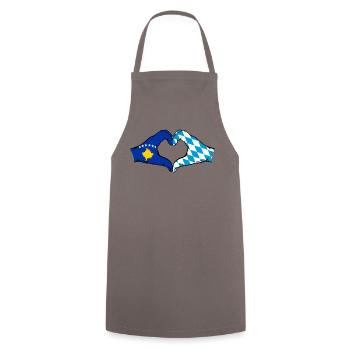 Kosovo Bavaria Flag Hands Heart Shape - Cooking Apron - grey - Front - AI Model Male 185 dark (185cm)