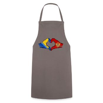 Bosnia Montenegro flag hands heart shape used - Cooking Apron - grey - Front - AI Model Male 185 dark (185cm)