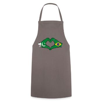 Pakistan Brésil drapeau mains forme de coeur utilisé - Tablier de cuisine - gris - Devant - AI Model Male 185 dark (185cm)