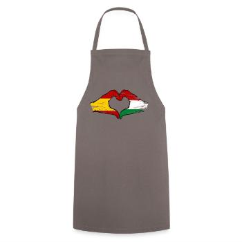 Espagne Hongrie Drapeau Mains Coeur Forme Utilisé - Tablier de cuisine - gris - Devant - AI Model Male 185 dark (185cm)