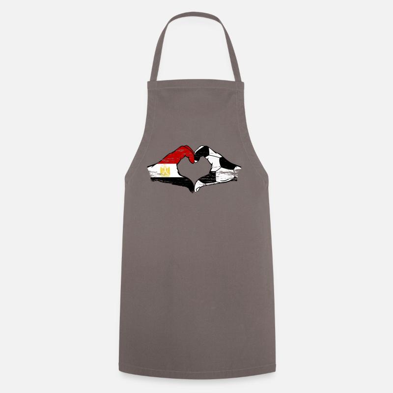Égypte Football Drapeau Mains Coeur Forme Utilisé - Tablier de cuisine - gris