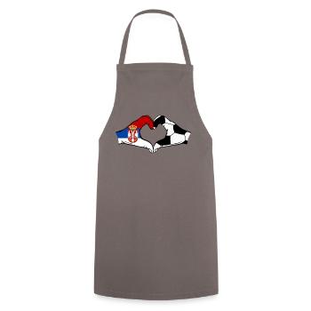 Serbia Football Flag Hands Heart Shape - Cooking Apron - grey - Front - AI Model Male 185 dark (185cm)