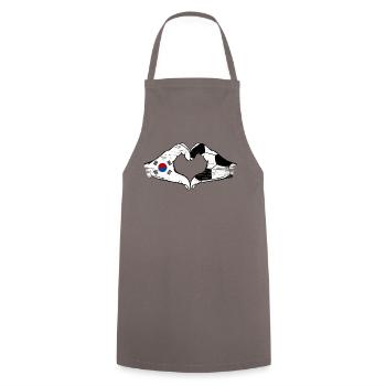 South Korea Football Flag Hands Heart Shape Used - Cooking Apron - grey - Front - AI Model Male 185 dark (185cm)
