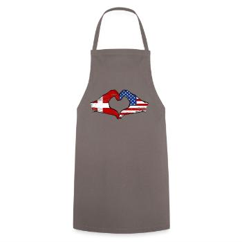 Denmark USA Flag Hands Heart Shape Used - Cooking Apron - grey - Front - AI Model Male 185 dark (185cm)