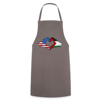 États-Unis Palestine Drapeau Mains Coeur Forme Utilisé - Tablier de cuisine - gris - Devant - AI Model Male 185 dark (185cm)