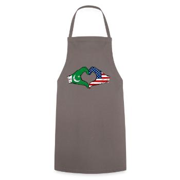 Pakistan USA Flag Hand Heart Shape Used - Cooking Apron - grey - Front - AI Model Male 185 dark (185cm)