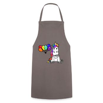 LGBT Einhorn Gay Pride Regenbogen Luftballons - Kochschürze - Grau - Vorne - AI Model Male 185 dark (185cm)