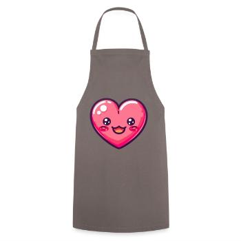Doux coeur amour bébé - Tablier de cuisine - gris - Devant - AI Model Male 185 dark (185cm)