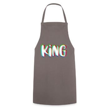 King - Queen Partnershirt - Kochschürze - Grau - Vorne - AI Model Male 185 dark (185cm)