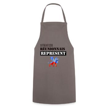 Authentique reunionnais represent Reunion Drapeau - Tablier de cuisine - gris - Devant - AI Model Male 185 dark (185cm)