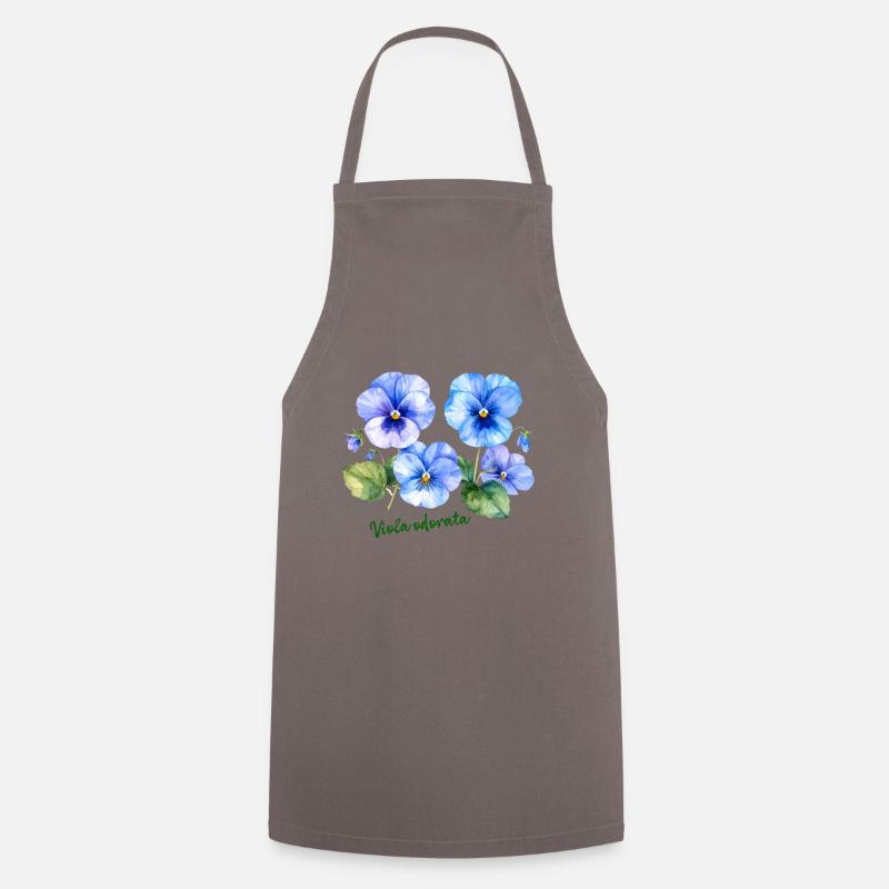 Viola odorata - botanical illustration - Cooking Apron - grey