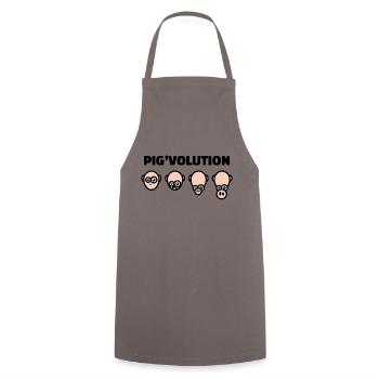 Schweinevolution - Evolution des Menschen - Kochschürze - Grau - Vorne - AI Model Male 185 dark (185cm)