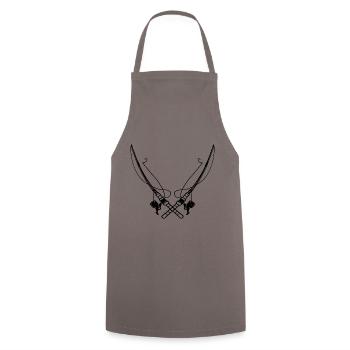 Fishing rod - Cooking Apron - grey - Front - AI Model Male 185 dark (185cm)