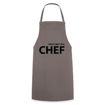 chef - Kochschürze - Grau - Vorne - AI Model Male 185 dark (185cm)