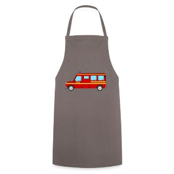 Feuerwehrbus 112 - Kochschürze - Grau - Vorne - AI Model Male 185 dark (185cm)