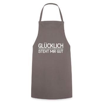 Glücklich steht mir gut - Kochschürze - Grau - Vorne - AI Model Male 185 dark (185cm)