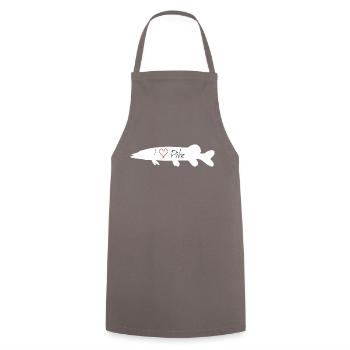 I Love Pike white - Kochschürze - Grau - Vorne - AI Model Male 185 dark (185cm)