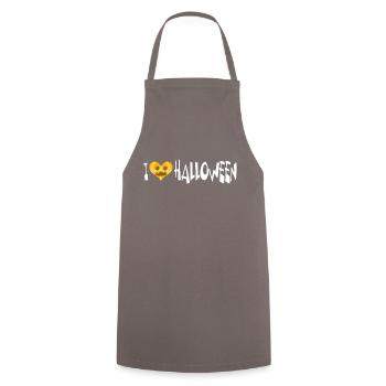 i love halloween I heart pumpkin - Cooking Apron - grey - Front - AI Model Male 185 dark (185cm)