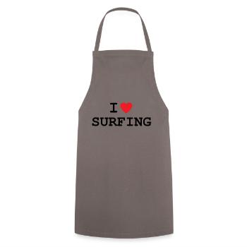 I love surfing - Cooking Apron - grey - Front - AI Model Male 185 dark (185cm)