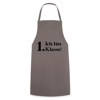 Ich bin 1. Klasse - Kochschürze - Grau - Vorne - AI Model Male 185 dark (185cm)