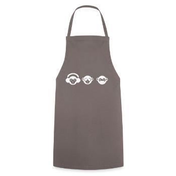 Die 3 Affen - Kochschürze - Grau - Vorne - AI Model Male 185 dark (185cm)