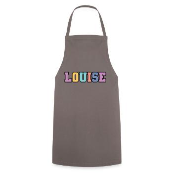 Name - Louise - Cooking Apron - grey - Front - AI Model Male 185 dark (185cm)