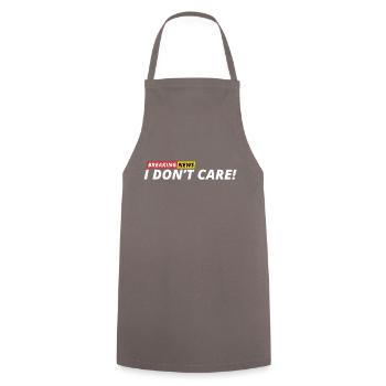Breaking News: I Don't Care! - Cooking Apron - grey - Front - AI Model Male 185 dark (185cm)