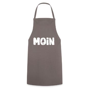 Geschenkidee Moin Möwen Edition - Kochschürze - Grau - Vorne - AI Model Male 185 dark (185cm)