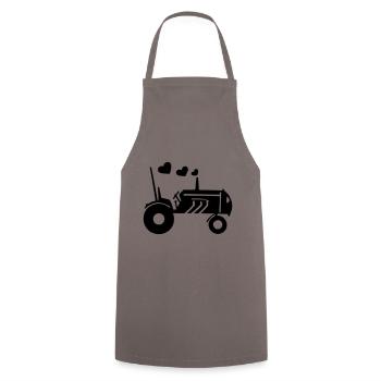 Traktor, Schlepper, Herzen - Kochschürze - Grau - Vorne - AI Model Male 185 dark (185cm)