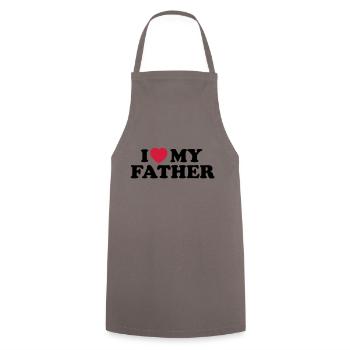 I love my father - Cooking Apron - grey - Front - AI Model Male 185 dark (185cm)