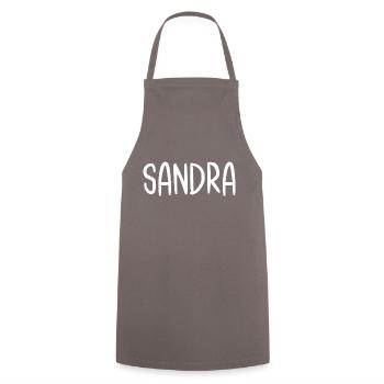 Sandra Custom Name Schriftart Text Geburtstag - Kochschürze - Grau - Vorne - AI Model Male 185 dark (185cm)