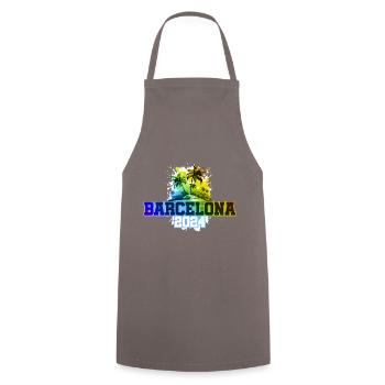 Barcelone 2024 Vacances Palmiers Colorés - Tablier de cuisine - gris - Devant - AI Model Male 185 dark (185cm)