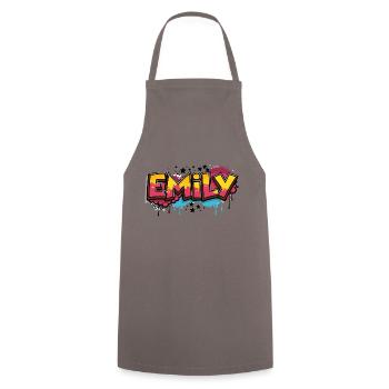 Emily Graffiti Cool Nom Prénom - Tablier de cuisine - gris - Devant - AI Model Male 185 dark (185cm)