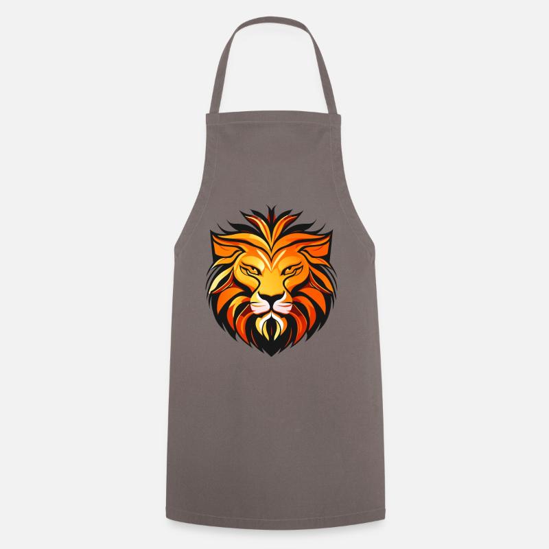 Lion's head colored - Cooking Apron - grey