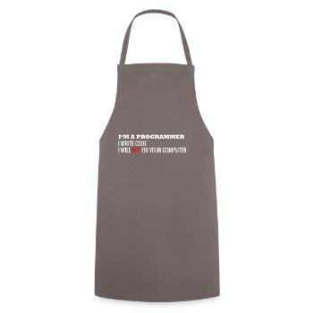 I am a computer computer nerd computer scientist - Cooking Apron - grey - Front - AI Model Male 185 dark (185cm)