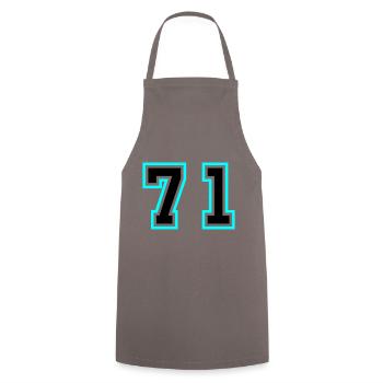 71 Zahl Symbol - Kochschürze - Grau - Vorne - AI Model Male 185 dark (185cm)