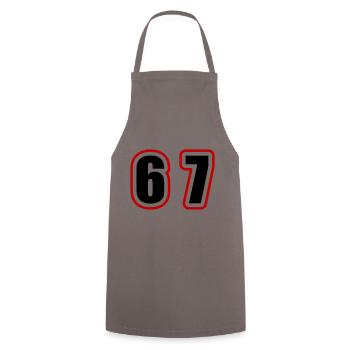 67 Number College - Cooking Apron - grey - Front - AI Model Male 185 dark (185cm)