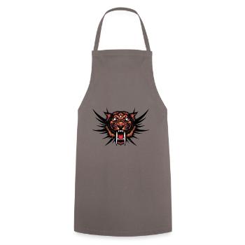 Saber tooth Tiger. Powerful Love Animals Gifts - Cooking Apron - grey - Front - AI Model Male 185 dark (185cm)