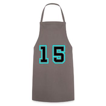 Symbole de 15 chiffres - Tablier de cuisine - gris - Devant - AI Model Male 185 dark (185cm)