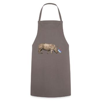Rhinocéros d'anniversaire - Tablier de cuisine - gris - Devant - AI Model Male 185 dark (185cm)