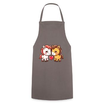 Horse Couple Love Couple In Love - Cooking Apron - grey - Front - AI Model Male 185 dark (185cm)