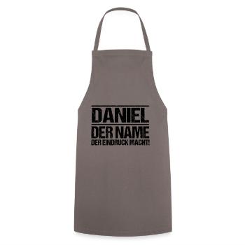 Prénom Daniel - Tablier de cuisine - gris - Devant - AI Model Male 185 dark (185cm)