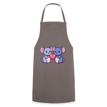 Souris Couple Amour Couple Amoureux - Tablier de cuisine - gris - Devant - AI Model Male 185 dark (185cm)