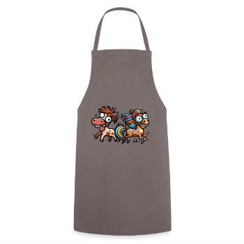 Crazy Horses Horse Rider Rider Horse Pony - Cooking Apron - grey - Front - AI Model Male 185 dark (185cm)