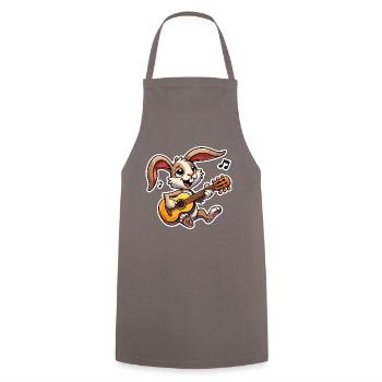 Hase spielt Gitarre - Kochschürze - Grau - Vorne - AI Model Male 185 dark (185cm)