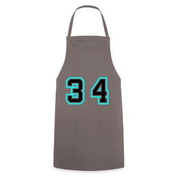 34 Zahl symbol - Kochschürze - Grau - Vorne - AI Model Male 185 dark (185cm)