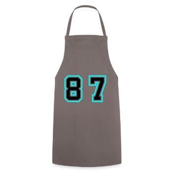 87 Zahl Symbol - Kochschürze - Grau - Vorne - AI Model Male 185 dark (185cm)